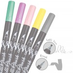 5 Stylos-Pinceaux 1 Pointe de Calligraphie et Pointe Pinceau - Couleurs Pastel