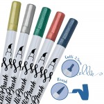 5 Stylos-Pinceaux 1 Pointe Calligraphie et Pointe Pinceau - Couleurs Mtalliques