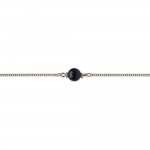 Bracelet Plaqué Or Chaîne Maille Gourmette 1mm - Perle Noire 8mm