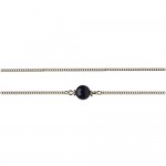 Collier Plaqu Or Chane Maille Gourmette 1mm - Perle 8mm Noire