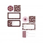 Emballage Cadeau - 4 Planches Etiquettes Cadeaux - Nol Rose Bordeaux Dor