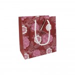 Emballage Cadeau - Sac 14 x 15 x 7.5 cm - Fleurs Roses et Rouges