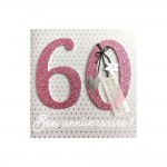 Carte De Voeux Glamour - Anniversaire - 60 Ans Rose Argent