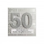 Carte De Voeux Glamour - Anniversaire - 50 Ans Blanc Argent