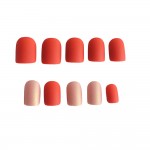 Faux Ongles + Adhsifs - Bout Carr Arrondi - Corail Mat - Beige Nacr Mat