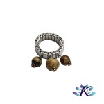 Bague Acier Ajustable Perles Pierres Gemmes : Rhyolite