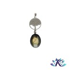 Pendentif Acier Inox Arbre de Vie Pierre Gemme :  Labradorite