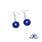 Pice Unique - Boucles d'Oreilles Fleurs Bleues en Verre 17mm Millefiori Fleur