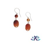 Boucles d'oreilles Argent 925 Perles Pierres Gemmes : Cornaline Sardonyx Rouge