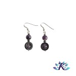 Boucles d'oreilles Argent 925 Perles Pierres Gemmes : Hmatite  - Amthyste