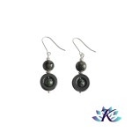 Boucles d'oreilles Argent 925 Perles Pierres Gemmes : Hmatite Jaspe Kambaba