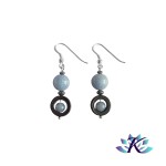 Boucles d'oreilles Argent 925 Perles Pierres Gemmes : Hmatite - Angelite