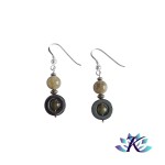 Boucles d'oreilles Argent 925 Perles Pierres Gemmes : Hmatite - Labradorite