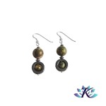 Boucles d'oreilles Argent 925 Perles Pierres Gemmes : Hmatite - Rhyolite