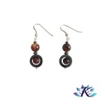 Boucles d'oreilles Argent 925 Perles Pierres Gemmes : Hmatite - Sardonyx Rouge