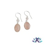 Boucles d'oreilles Argent 925 Perles Pierres Gemmes : Quartz Rose