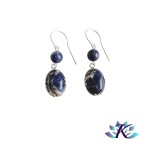 Boucles d'oreilles Argent 925 Perles Pierres Gemmes : Sodalite