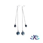 Boucles d'oreilles Clous Argent 925 Perles Pierres Gemmes : Cyanite