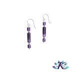 Boucles D'oreilles Crochets Argent 925 Perles Pierre Gemmes : Amthyste