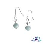 Boucles d'oreilles Crochets Argent 925 Perles Pierres Gemmes : Aigue-Marine