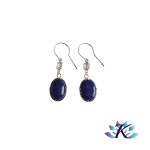 Boucles d'oreilles Argent 925 Perles Pierres Gemmes : Lapis Lazuli Zirconium