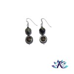 Boucles d'oreilles Argent 925 Perles Pierres Gemmes : Hmatite  Opale Pruvienne