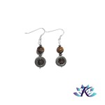 Boucles d'oreilles Argent 925 Perles Pierres Gemmes : Hmatite  - Oeil de Tigre