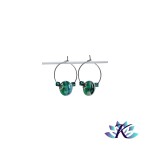 Boucles d' Oreilles Croles Perles Verre Fil Murano  Vert Effets Multi-couleurs