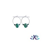 Boucles d' Oreilles Croles Perles Verre Fil Murano  Vert Effets Multi-couleurs