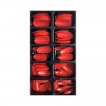 Assortiment 100 Faux Ongles Semi Transparents Rouge Forme Amande