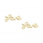 Boucles d'oreilles Clous Plaqu Or LOVE 19x9mm