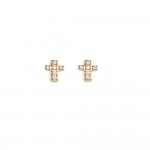 Boucles d'oreilles Plaqu Or Zirconium Croix  6x7mm