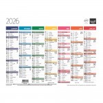 Calendrier  Mural  2026 - 13 Mois - 27 x 21 cm - Multicouleurs