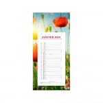 Calendrier Bloc Mensuel Mural 2024 -16x33.5cm - Fleurs et Plantes : Coquelicots