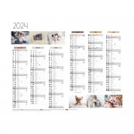 Calendrier Mural  2024 - 12 Mois - 27 x 21 cm - Animaux