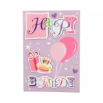 Carte De Voeux Enfant - Anniversaire - Happy Birthday Ballons Roses