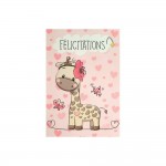 Carte De Voeux - Naissance - Flicitations - Girafe Rose