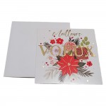 Carte De Voeux - 3 Cartes Meilleurs Voeux Fleurs de Noel Dcor Brillant