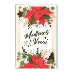 Carte De Voeux - 5 Cartes Meilleurs Voeux Fleurs Poinsettia - Dcor Dor