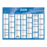 Calendrier Mural 2026 - 14 Mois - 27 x 21 cm - Couleur Bleu