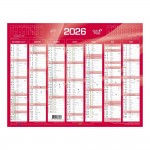 Calendrier Mural 2026 - 14 Mois - 27 x 21 cm - Couleur Rouge