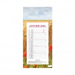 Calendrier Bloc Mensuel Mural 2026 - 16x33.5cm - Champs de Bl�