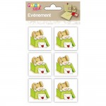 Clairefontaine - 6 embellissements adhsifs en relief 4x4cm - Lapin