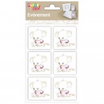 Clairefontaine - 6 embellissements adhsifs en relief 4x4cm - Souris