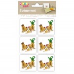 Clairefontaine - 6 embellissements adhsifs en relief 4x4cm - Famille Poule