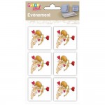 Clairefontaine - 6 embellissements adhsifs en relief 4x4cm - Cupidon