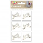 Clairefontaine - 6 embellissements adhsifs en relief 4x4cm - Colombes