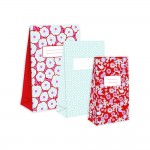 Emballage Cadeau - 3 Pochettes Taille Différentes - Sakura Bleu et Rouge