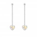 Boucles d'Oreilles Clous Argent 925 Coeur 10mm Cristal Autrichien - Crystal AB