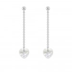 Boucles d'Oreilles Clous Argent 925 Coeur 10mm Cristal Autrichien - Crystal